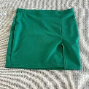 Green Mini Skirt with Side Slit